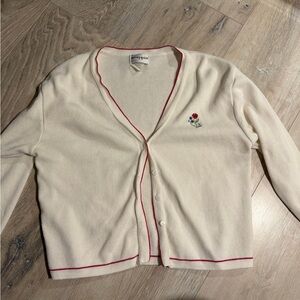 Wrapper Cream Sweater with Red Accents